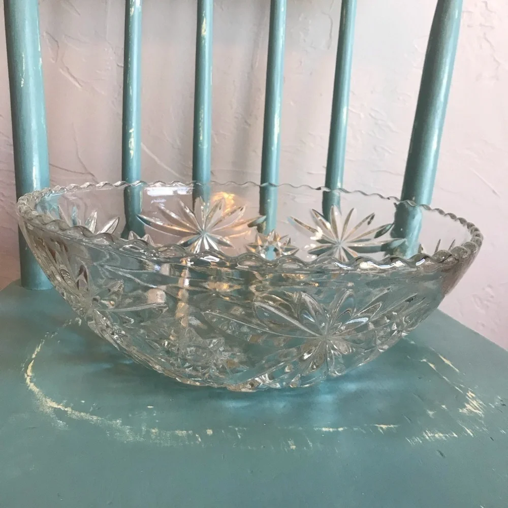 Anchor Hocking ‘Star of David’ Crystal Punch Bowl vintage‎